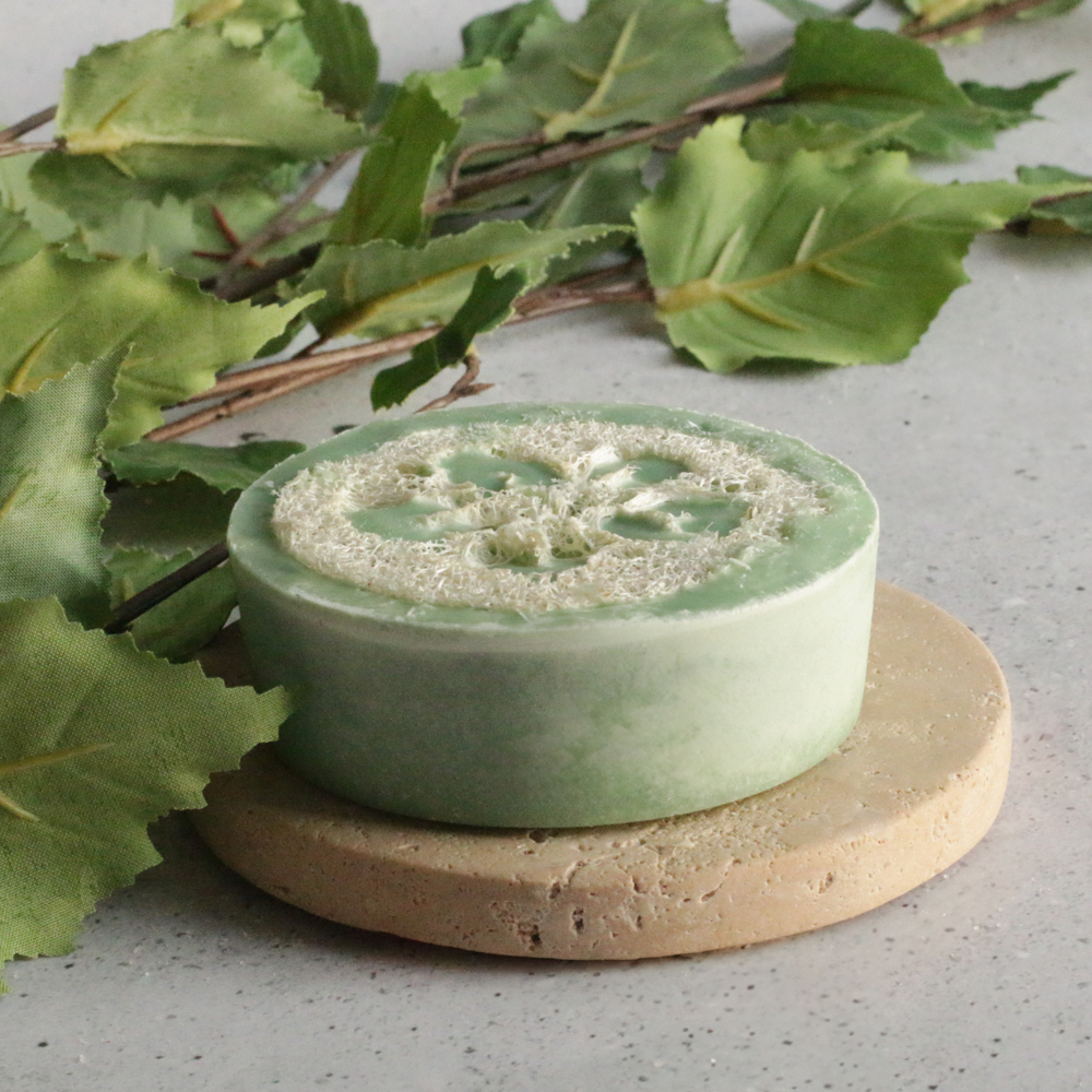 Rosemary and Double Mint Luxury Soap Bar with Loofah