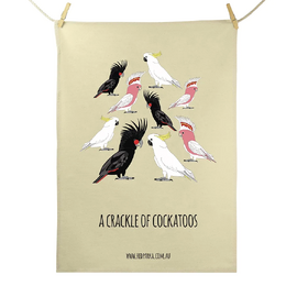 Crackle of Cockatoos Tea Towel